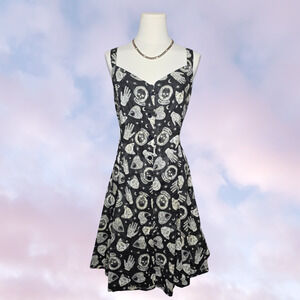 Handmade Black Ouija Board Witchy Vampy Gothic Celestial Summer Spaghetti Dress